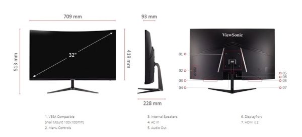 مانیتور گیمینگ انحنادار ویوسونیک VX3218-PC-MHD سایز ۳۲ اینچ - Image 18