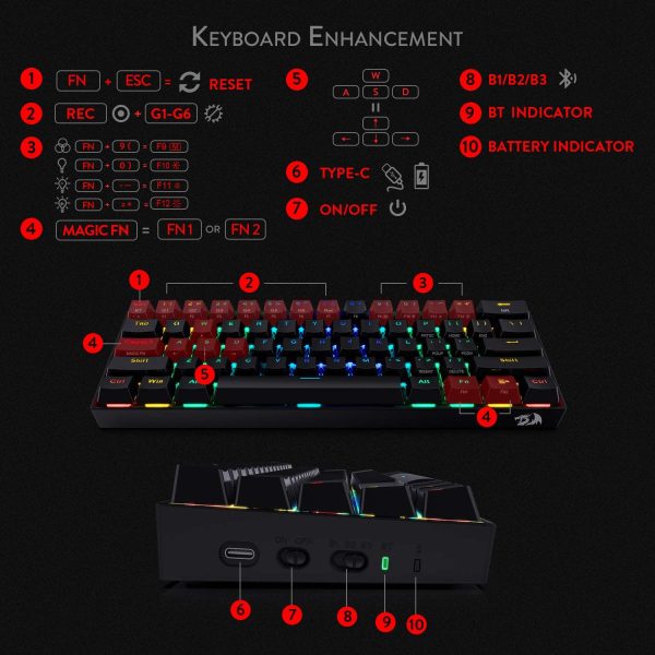 کیبورد گیمینگ Redragon مدل K530 - Image 3